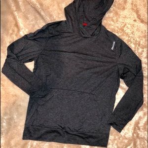 Gray Reebok hoodie.